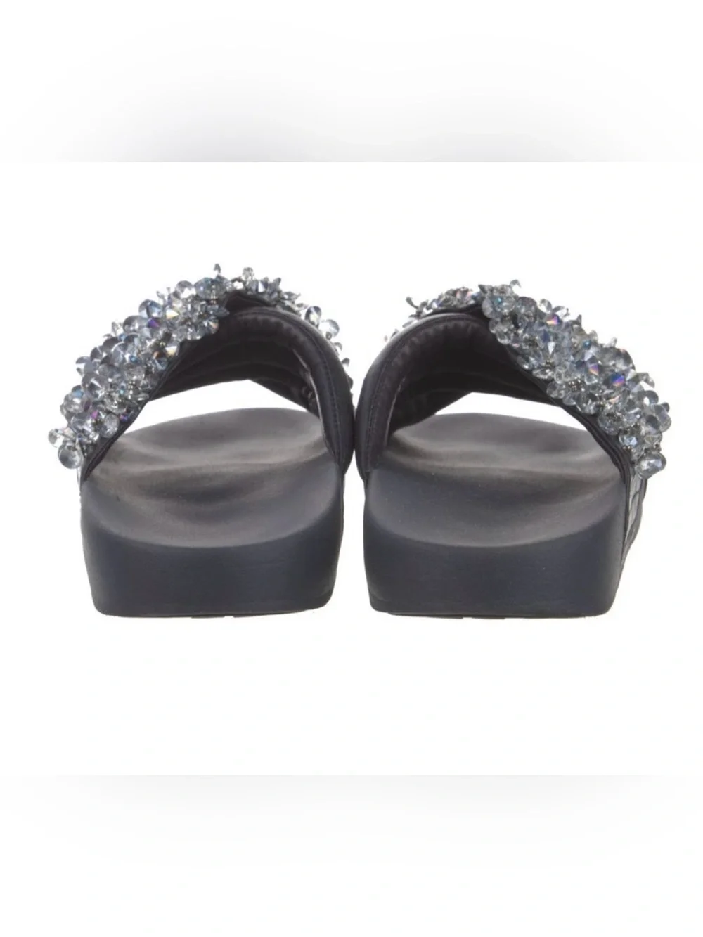 Tory Burch Crystal-Embellished Slide Sandals Sz8 - Blue